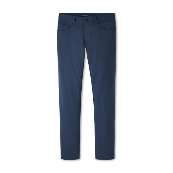 Peter Millar Deep Blue Pearl Bingham Performance Five-Pocket Pants Golf Chino - Picture 1 of 4